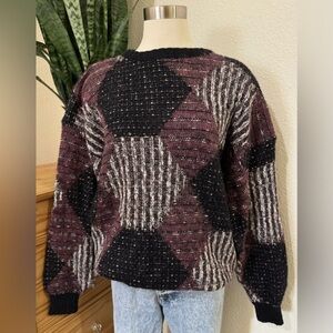 Vintage Bugatchi Uomo Sweater Textured Abstract Knit Made‎ in Taiwan XL